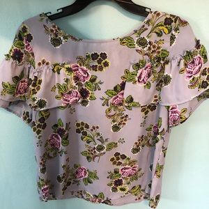 Light blue floral short sleeve blouse. Like new